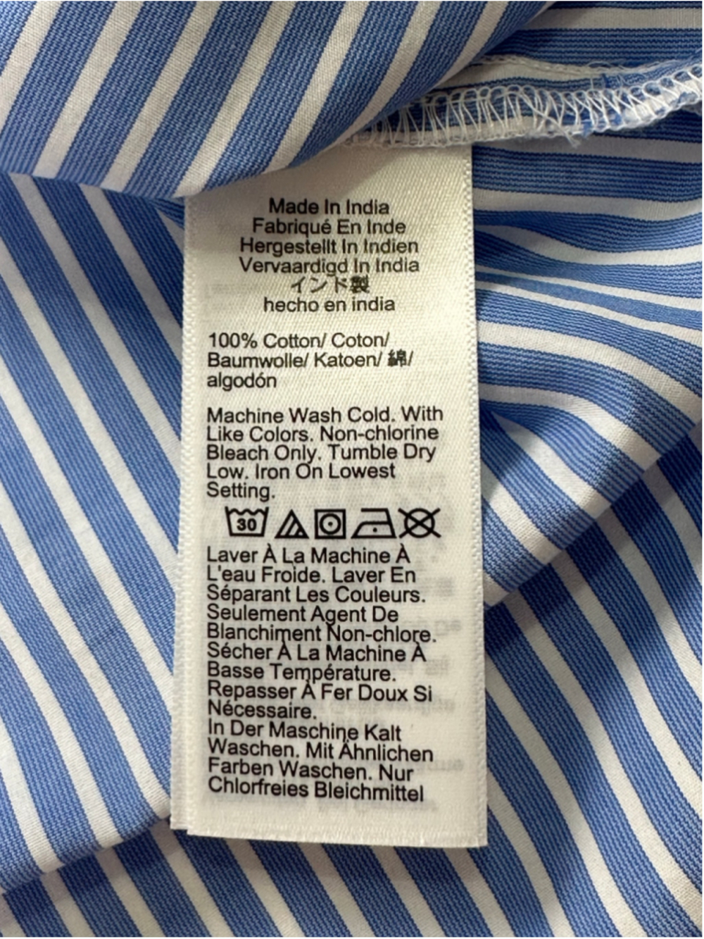 J.Crew Garçon Organic Cotton Striped Blouse Women’s 12 Blue White Ruffle Collar - Picture 8 of 8